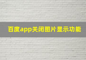 百度app关闭图片显示功能