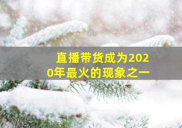 直播带货成为2020年最火的现象之一