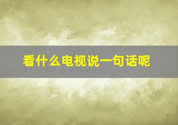 看什么电视说一句话呢