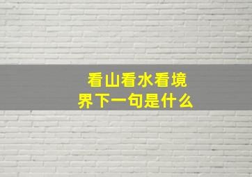 看山看水看境界下一句是什么