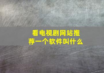 看电视剧网站推荐一个软件叫什么