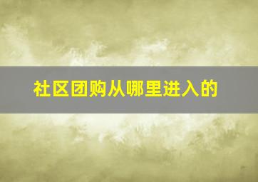 社区团购从哪里进入的