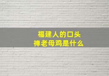 福建人的口头禅老母鸡是什么