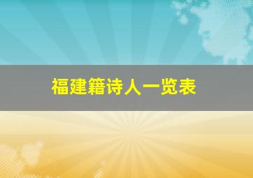 福建籍诗人一览表