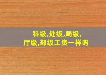 科级,处级,局级,厅级,部级工资一样吗