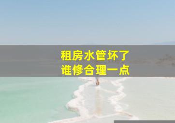 租房水管坏了谁修合理一点