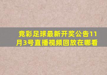 竞彩足球最新开奖公告11月3号直播视频回放在哪看