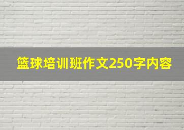 篮球培训班作文250字内容