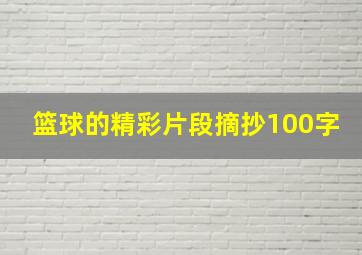 篮球的精彩片段摘抄100字