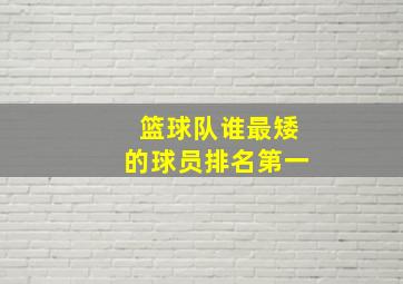 篮球队谁最矮的球员排名第一