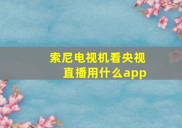 索尼电视机看央视直播用什么app