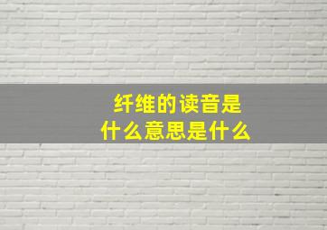 纤维的读音是什么意思是什么