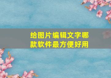 给图片编辑文字哪款软件最方便好用