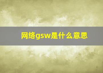 网络gsw是什么意思