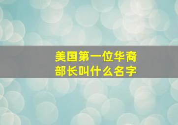 美国第一位华裔部长叫什么名字