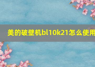 美的破壁机bl10k21怎么使用