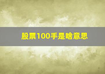 股票100手是啥意思