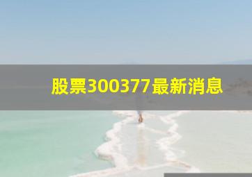 股票300377最新消息