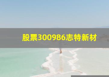 股票300986志特新材