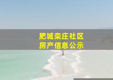 肥城栾庄社区房产信息公示