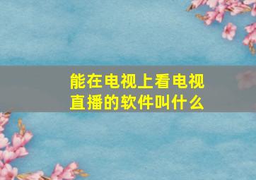 能在电视上看电视直播的软件叫什么