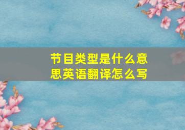 节目类型是什么意思英语翻译怎么写