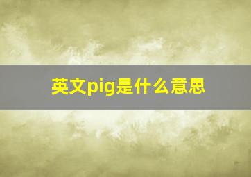 英文pig是什么意思