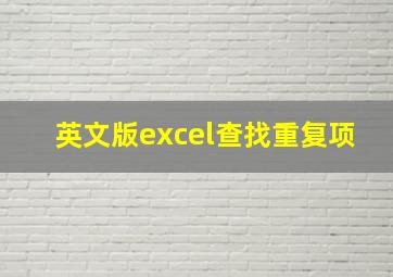 英文版excel查找重复项