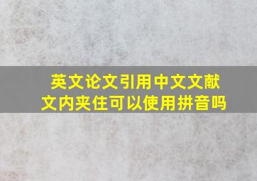 英文论文引用中文文献文内夹住可以使用拼音吗