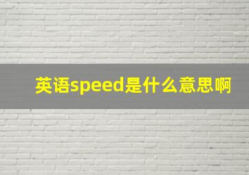 英语speed是什么意思啊