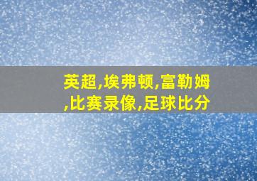 英超,埃弗顿,富勒姆,比赛录像,足球比分