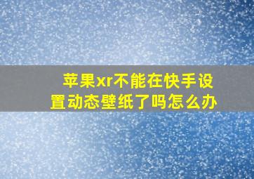 苹果xr不能在快手设置动态壁纸了吗怎么办