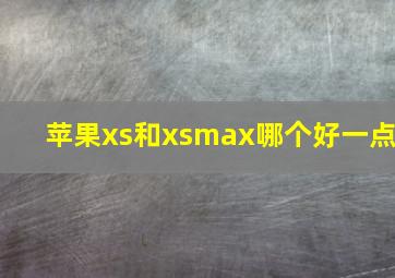 苹果xs和xsmax哪个好一点