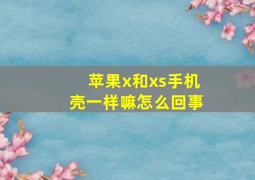 苹果x和xs手机壳一样嘛怎么回事