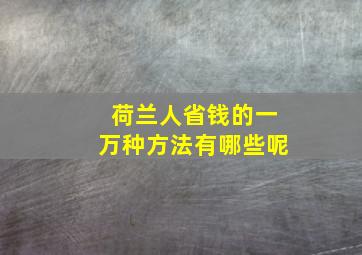 荷兰人省钱的一万种方法有哪些呢