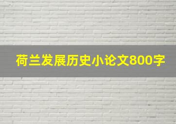 荷兰发展历史小论文800字