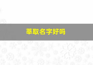 莘取名字好吗