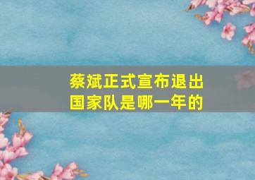 蔡斌正式宣布退出国家队是哪一年的