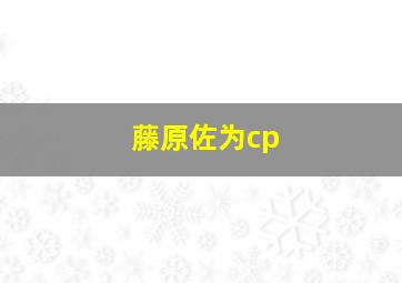 藤原佐为cp