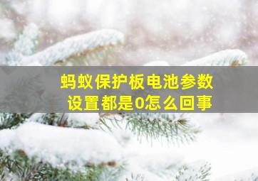 蚂蚁保护板电池参数设置都是0怎么回事