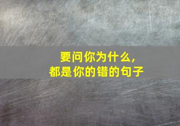 要问你为什么,都是你的错的句子