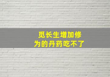 觅长生增加修为的丹药吃不了