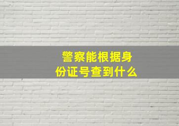 警察能根据身份证号查到什么