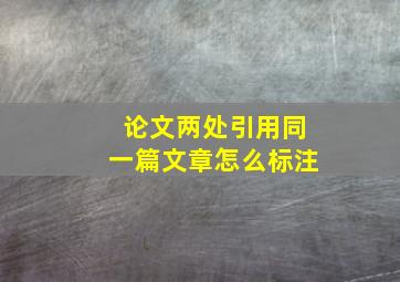 论文两处引用同一篇文章怎么标注