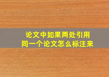 论文中如果两处引用同一个论文怎么标注来