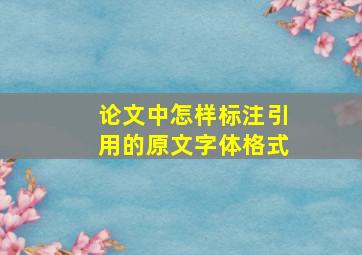 论文中怎样标注引用的原文字体格式