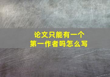 论文只能有一个第一作者吗怎么写