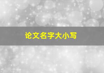 论文名字大小写