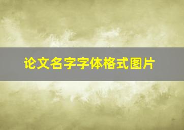 论文名字字体格式图片