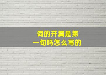 词的开篇是第一句吗怎么写的